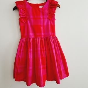 Festive Cat & Jack pink and red plaid 10/12 polyester dress